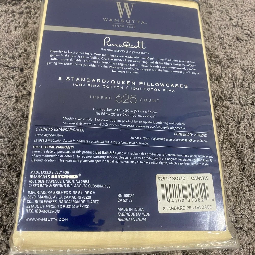 Wamsutta PimaCott 625-Count Standard/Queen Pillowcases in Canvas
